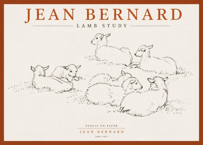 Jean Bernard Study of Lambs No4 - Poster