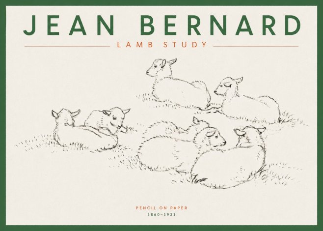 Jean Bernard Study of Lambs No5 - Poster