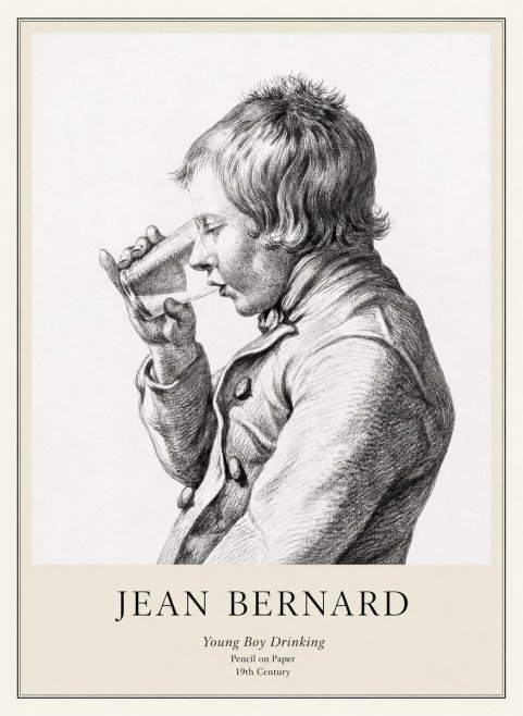 Jean Bernard Young Boy Drinking No1 - Poster
