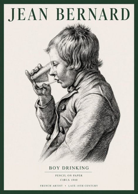 Jean Bernard Young Boy Drinking No5 - Poster