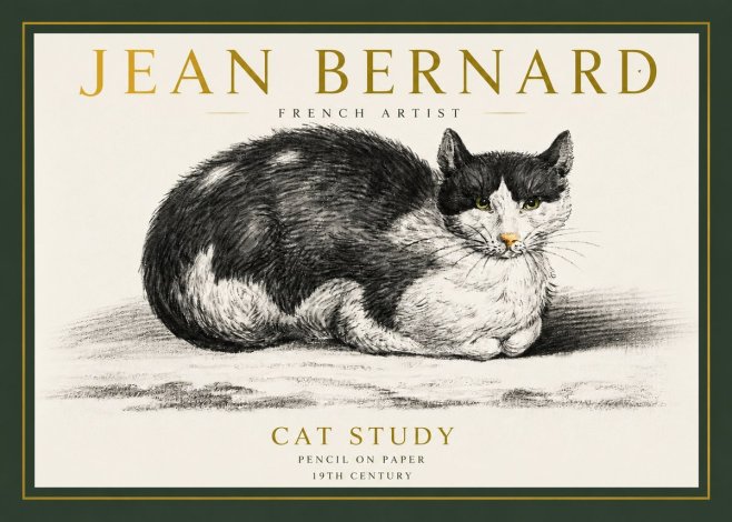 Jean Bernard Cat Study II No3 - Poster