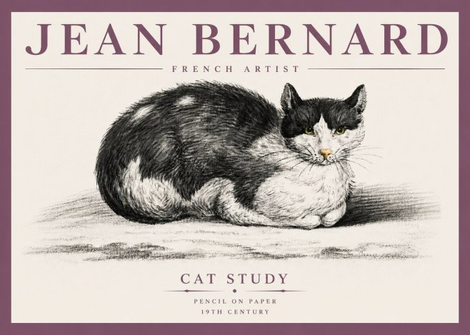 Jean Bernard Cat Study II No4 - Poster