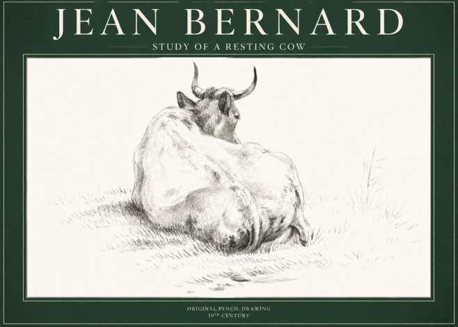 Jean Bernard Study of a Resting Cow I No1 - Poster
