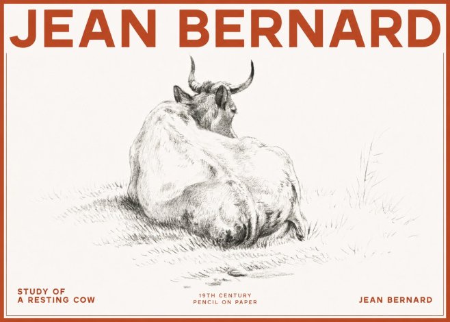 Jean Bernard Study of a Resting Cow I No2 - Poster