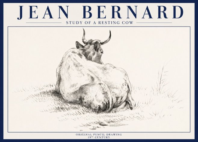 Jean Bernard Study of a Resting Cow I No3 - Poster