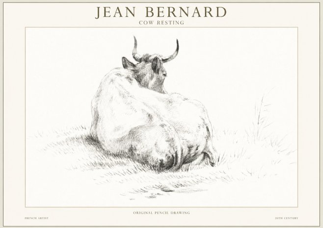 Jean Bernard Study of a Resting Cow I No5 - Poster