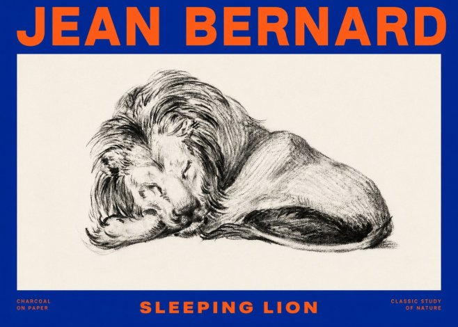 Jean Bernard Sleeping Lion No4 - Poster