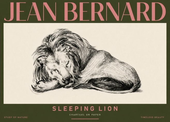Jean Bernard Sleeping Lion No5 - Poster