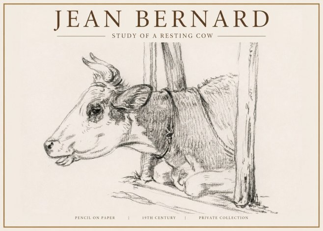 Jean Bernard Study of a Resting Cow II No4 - Poster