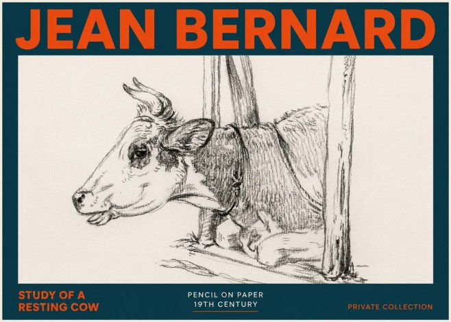 Jean Bernard Study of a Resting Cow II No5 - Poster