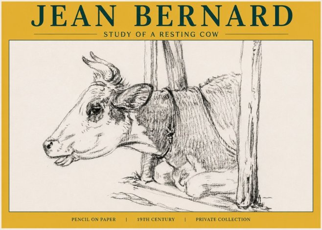 Jean Bernard Study of a Resting Cow II No6 - Poster