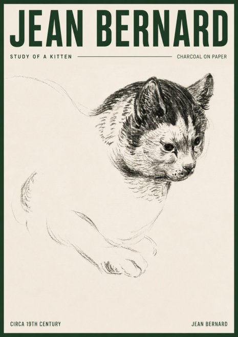 Jean Bernard Study of a Kitten I No3 - Poster