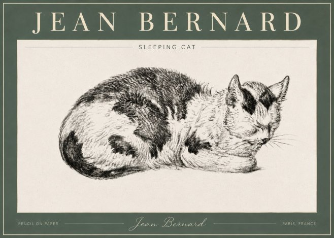 Jean Bernard Sleeping Cat I No4 - Poster