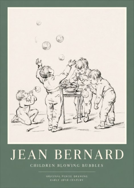 Jean Bernard Children Blowing Bubbles No1 - Poster