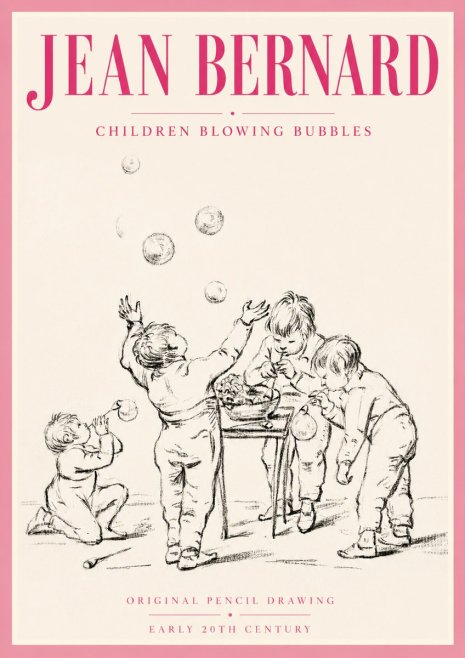 Jean Bernard Children Blowing Bubbles No5 - Poster