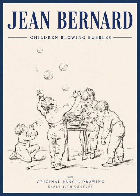 Jean Bernard Children Blowing Bubbles No6 - Poster