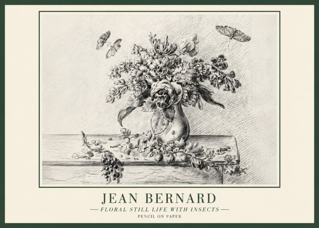 Jean Bernard Floral Still Life with Insects No1 - Poster