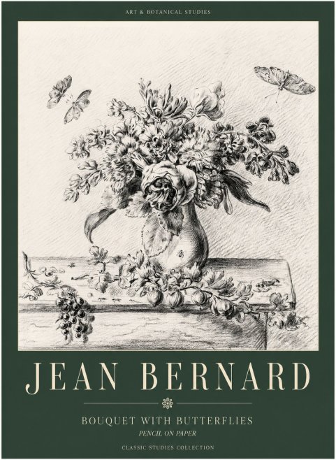 Jean Bernard Floral Still Life with Insects No3 - Poster