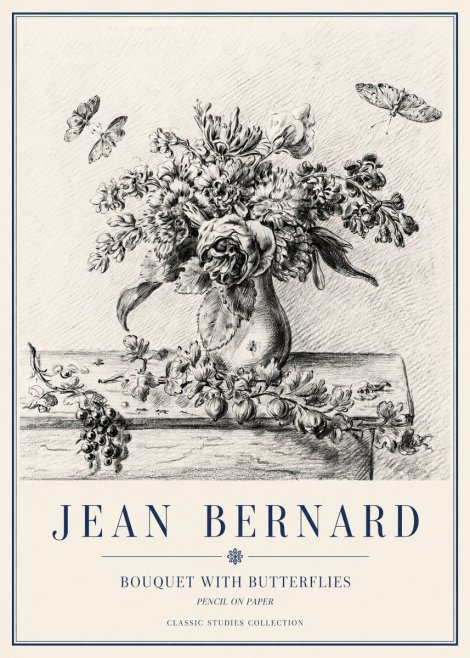 Jean Bernard Floral Still Life with Insects No5 - Poster
