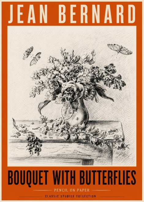 Jean Bernard Floral Still Life with Insects No6 - Poster