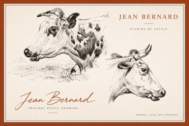 Jean Bernard Studies of Cattle I No3 - Poster