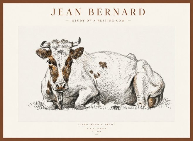 Jean Bernard Study of a Resting Cow III No1 - Poster