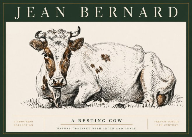 Jean Bernard Study of a Resting Cow III No4 - Poster