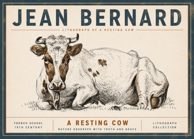 Jean Bernard Study of a Resting Cow III No6 - Poster