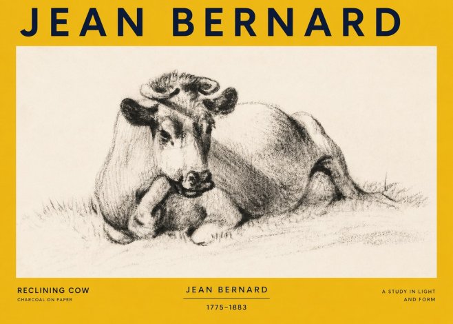 Jean Bernard Reclining Cow I No3 - Poster