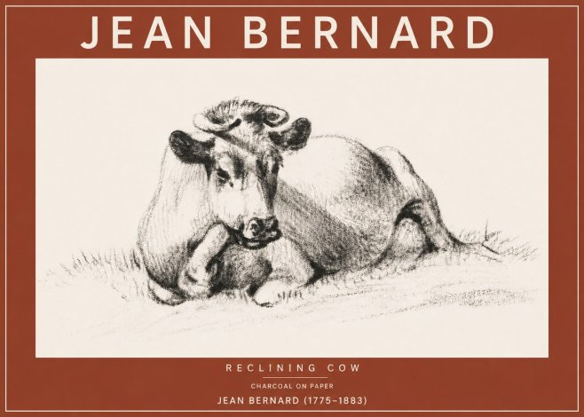 Jean Bernard Reclining Cow I No4 - Poster