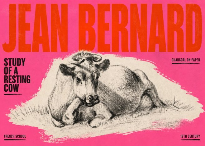 Jean Bernard Reclining Cow I No6 - Poster