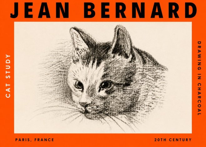 Jean Bernard Cat Study III No3 - Poster