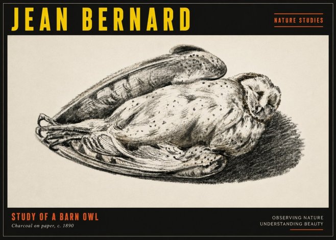 Jean Bernard Sleeping Owl No5 - Poster