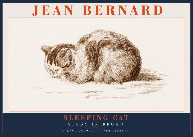 Jean Bernard Sleeping Cat — Study in Brown No2 - Poster