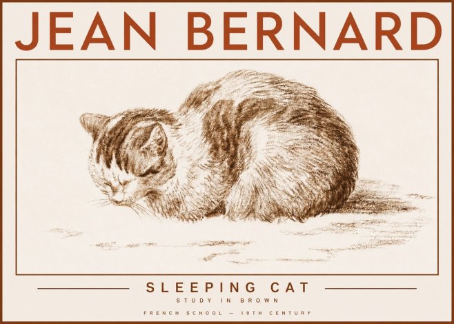 Jean Bernard Sleeping Cat — Study in Brown No4 - Poster