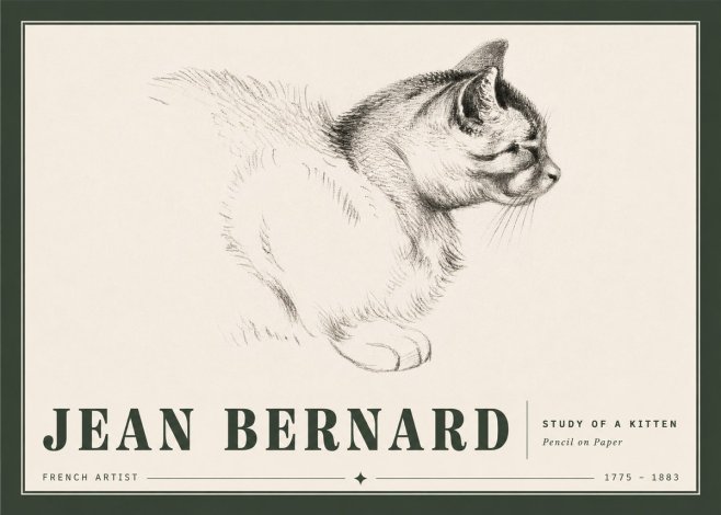 Jean Bernard Study of a Kitten II No5 - Poster