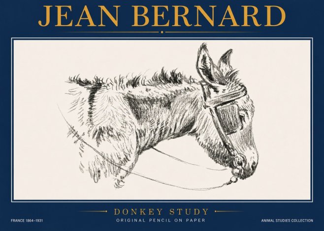 Jean Bernard Donkey Study II No4 - Poster