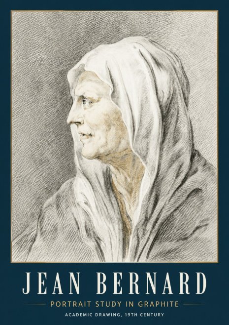 Jean Bernard Profile Study of a Hooded Figure No5 - Poster