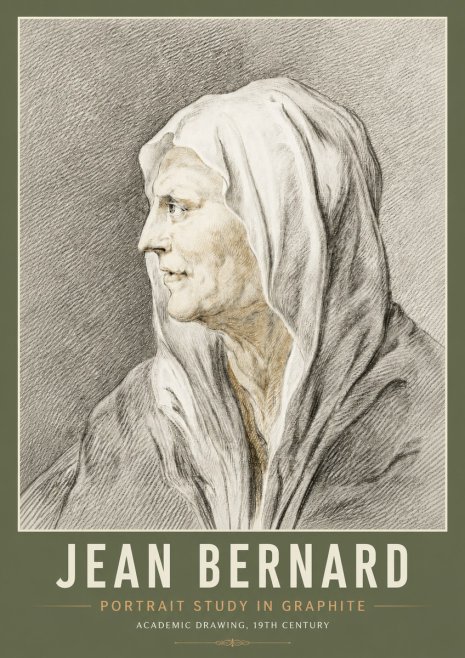 Jean Bernard Profile Study of a Hooded Figure No6 - Poster