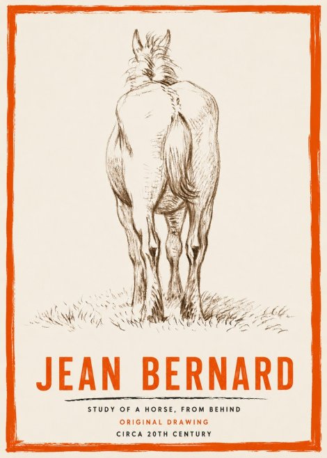 Jean Bernard Horse Study - from Behind No4 - Poster