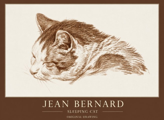 Jean Bernard Sleeping Cat II No1 - Poster