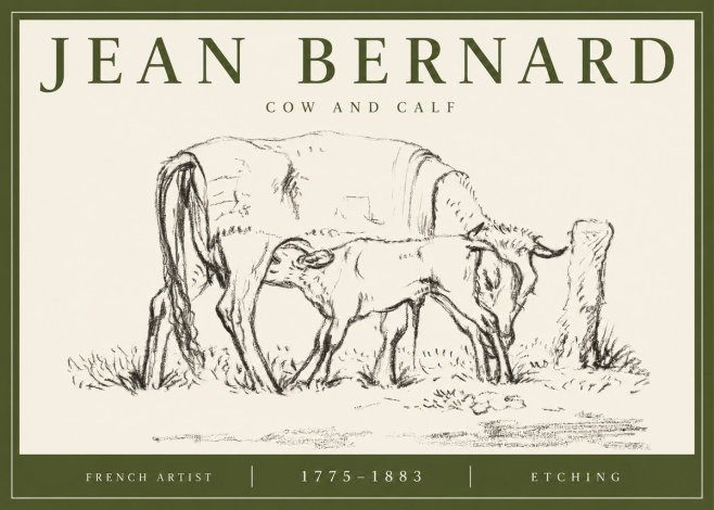 Jean Bernard Cow and Calf I No3 - Poster