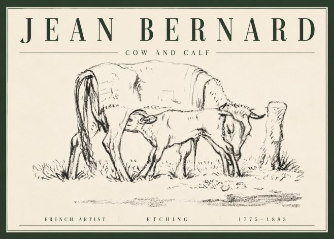 Jean Bernard Cow and Calf I No6 - Poster