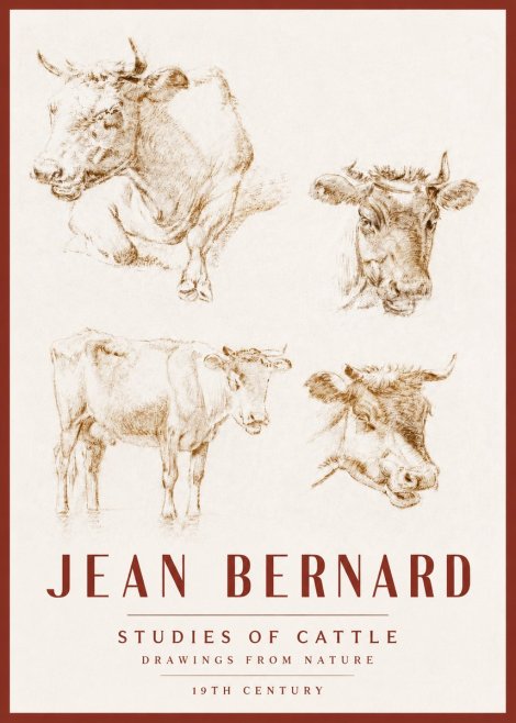 Jean Bernard Studies of Cattle II No3 - Poster