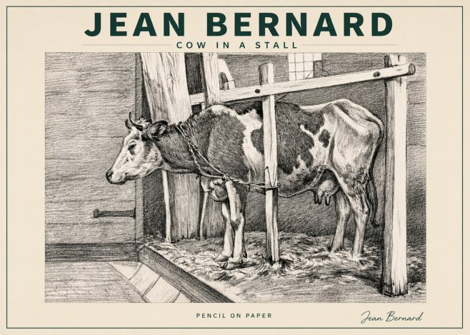 Jean Bernard Cow in a Stall No3 - Poster