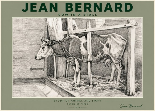 Jean Bernard Cow in a Stall No5 - Poster