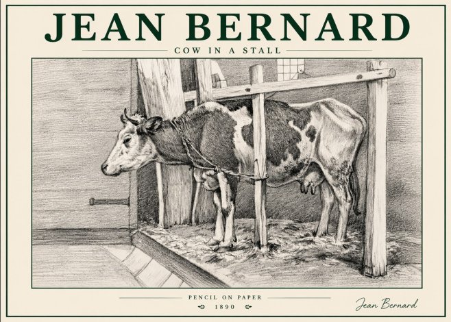 Jean Bernard Cow in a Stall No6 - Poster