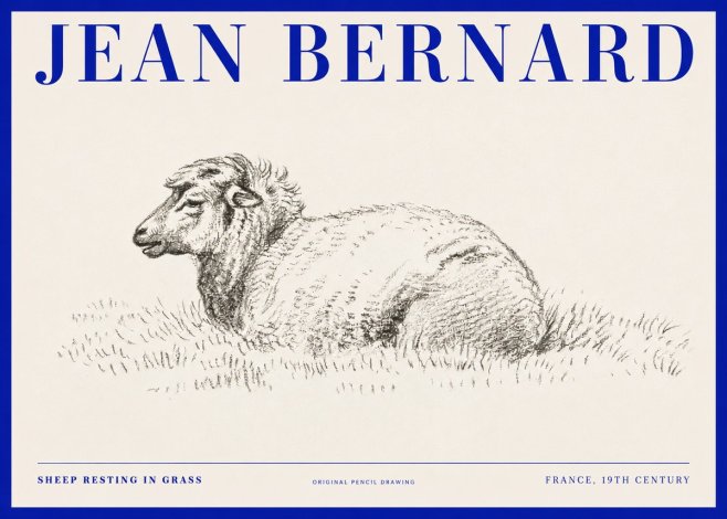 Jean Bernard Sheep Resting in Grass No2 - Poster