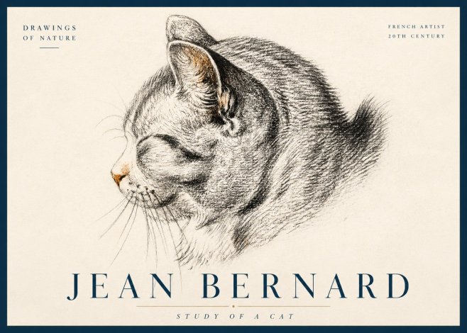 Jean Bernard Study of a Cat I No3 - Poster