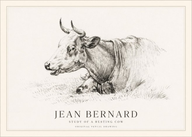 Jean Bernard Study of a Resting Cow IV No1 - Poster